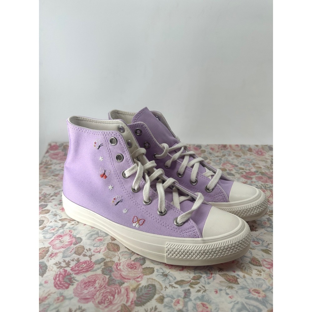 Converse Chuck Taylor All Star High Top Lavender Butterfly Sneakers Purple Pink